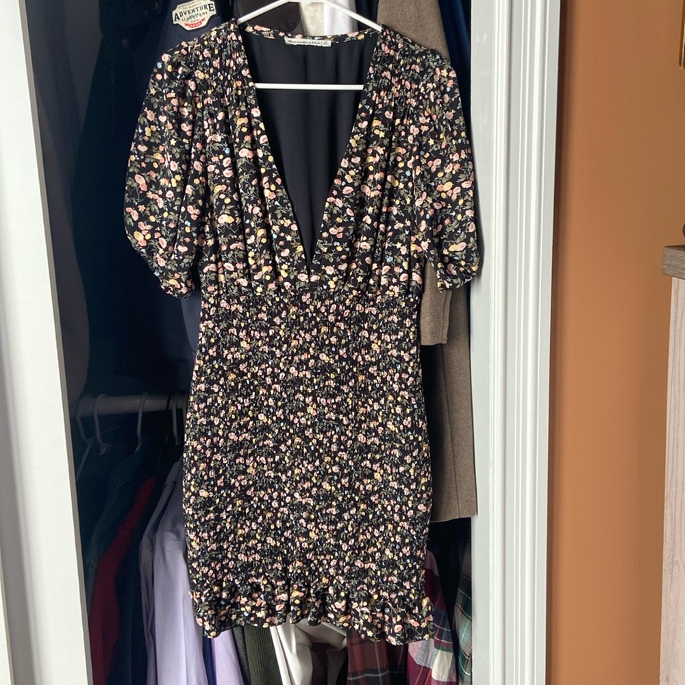 Abercrombie and Fitch black short dress with floral design